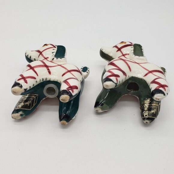 Napco 1970s Patchwork Green White Red Dog Salt and Pepper Shakers - Picture 3 of 10